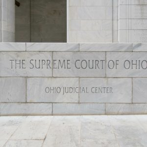The Supreme Court of Ohio Marble Sign in Downtown Columbus, Ohio